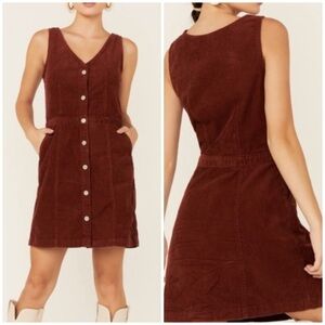 Levi’s Frances Denim Corduroy Mini Dress in Brandy Brown